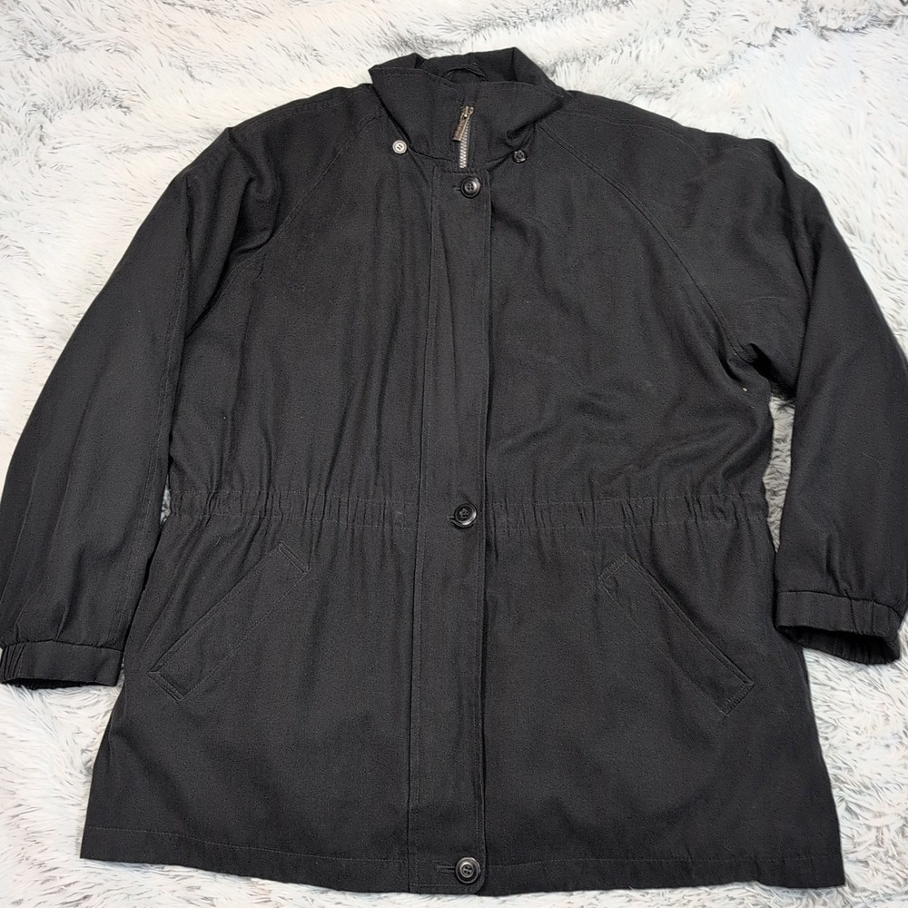 London Fog Jacket Womens 1X Black Zip Up Removable Liner Pockets Comfort Warm